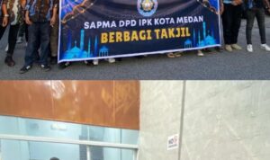 SAPMA DPD IPK kota Medan berbagi takjil dan berbuka puasa bersama ratusan kader